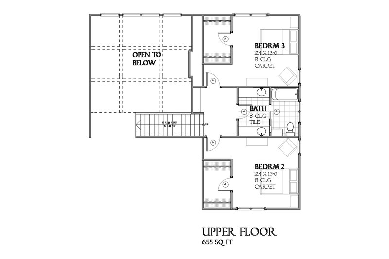 House Design - Floor Plan - Upper Floor for Country House Plan #901-112 - 3 bed, 2.5 bath