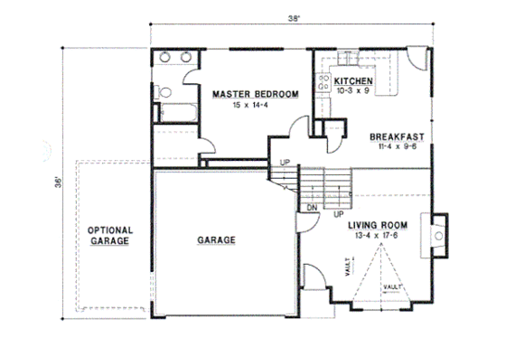 Floor Plan - Main Floor for Traditional House Plan #67-631 - 3 bed, 2 bath