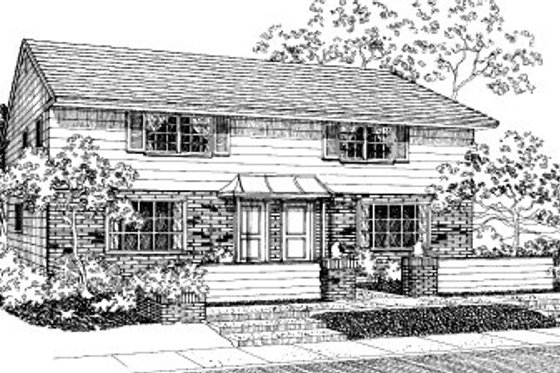 Exterior - Front Elevation for Traditional House Plan #303-451 - 3 bed, 2.5 bath