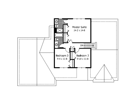 Floor Plan - Upper Floor for Traditional House Plan #51-104 - 3 bed, 2.5 bath