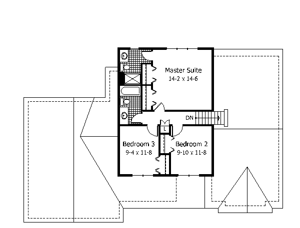 Traditional Floor Plan - Upper Floor Plan #51-104
