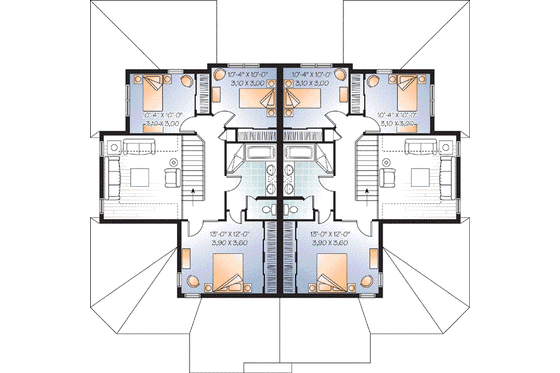 Floor Plan - Upper Floor for Traditional House Plan #23-633 - 3 bed, 2 bath