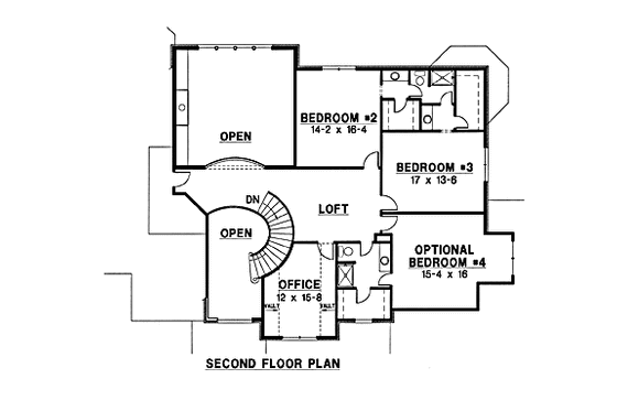Floor Plan - Upper Floor for Traditional House Plan #67-186 - 4 bed, 4 bath