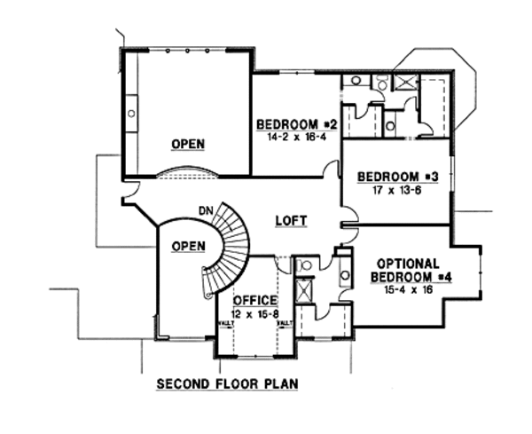 Traditional Floor Plan - Upper Floor Plan #67-186