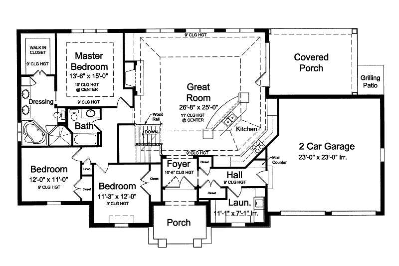 Home Plan - Floor Plan - Main Floor for European House Plan #46-509 - 3 bed, 2 bath