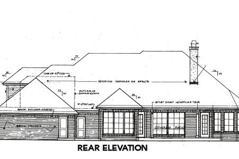 Home Plan - Exterior - Rear Elevation for European House Plan #310-648 - 3 bed, 2.5 bath
