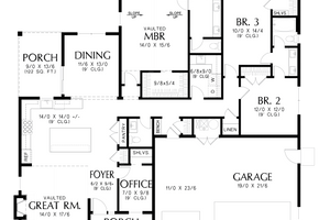 Floor Plan - Main Floor for Farmhouse House Plan #48-1101 - 3 bed, 2.5 bath