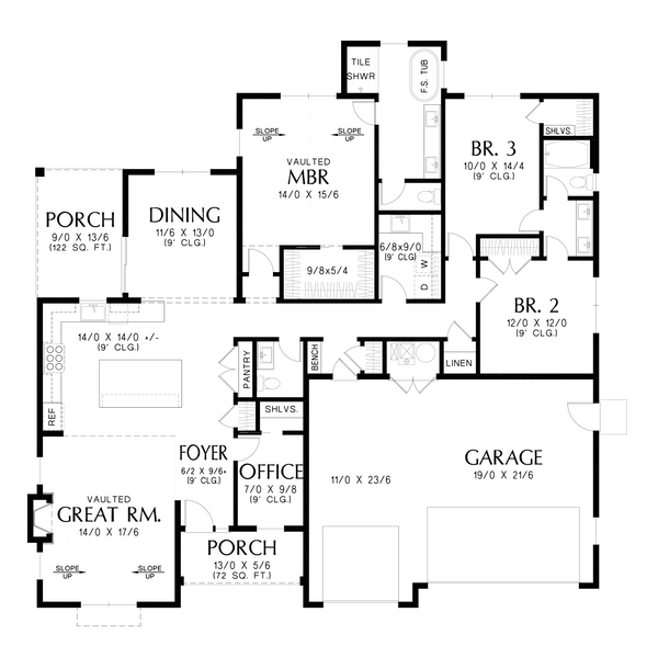 Dream House Plan - Farmhouse Floor Plan - Main Floor Plan #48-1101