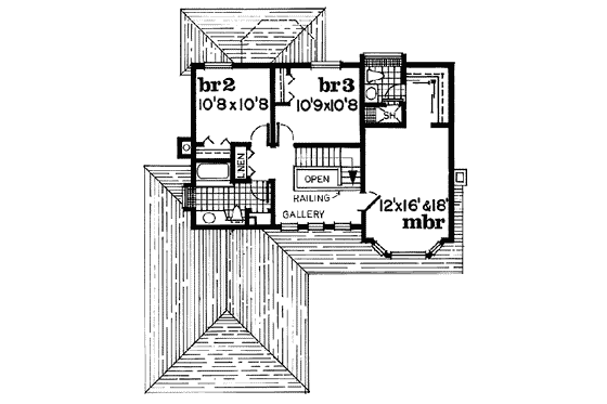 Floor Plan - Upper Floor for Traditional House Plan #47-407 - 3 bed, 2.5 bath