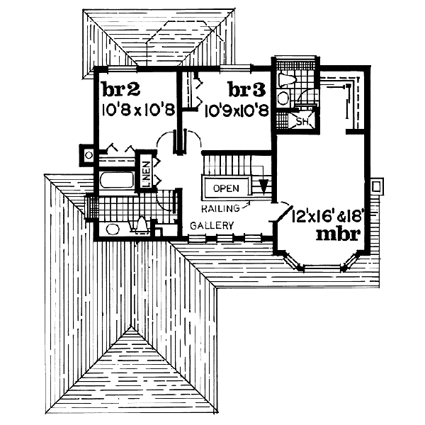 Traditional Floor Plan - Upper Floor Plan #47-407