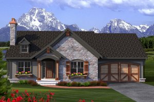 Ranch Exterior - Front Elevation Plan #70-1189