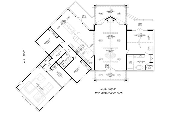 Floor Plan - Main Floor for Country House Plan #932-1275 - 3 bed, 2 bath