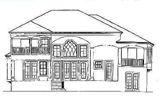 Exterior - Rear Elevation for Mediterranean House Plan #27-211 - 4 bed, 4 bath