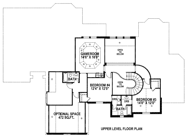 European Floor Plan - Upper Floor Plan #141-258