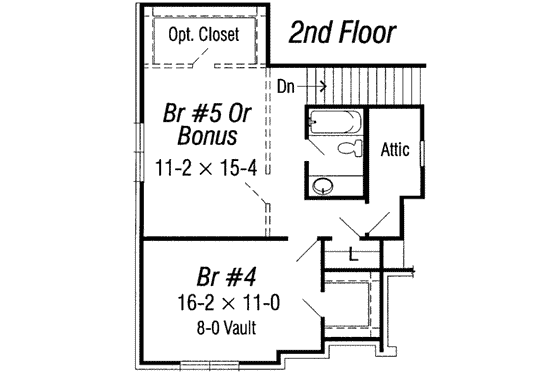 Floor Plan - Upper Floor for European House Plan #329-116 - 5 bed, 3 bath