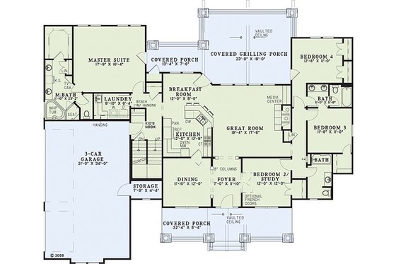 Floor Plan - Main Floor for Craftsman House Plan #17-2376 - 7 bed, 5.5 bath