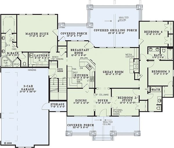 House Plan Design - Craftsman Floor Plan - Main Floor Plan #17-2376
