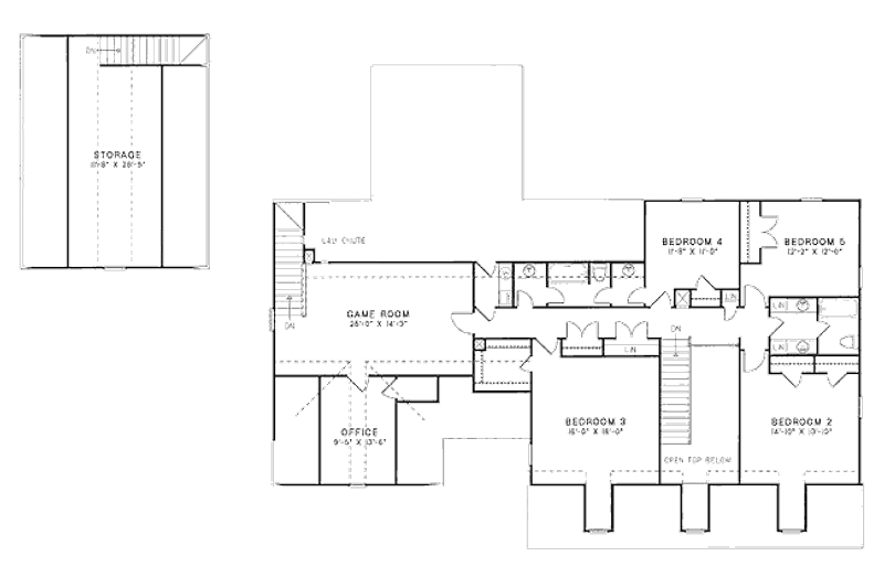 House Design - Floor Plan - Upper Floor for Country House Plan #17-253 - 5 bed, 3.5 bath