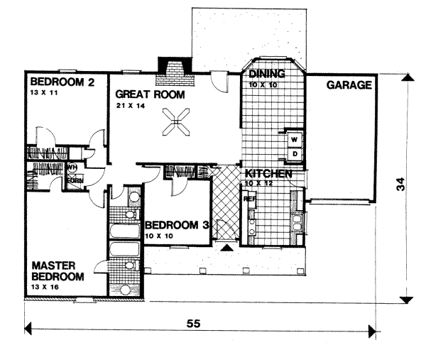 Ranch Floor Plan - Main Floor Plan #30-127