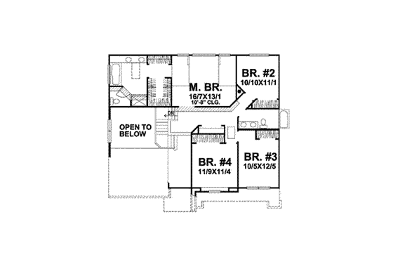 Floor Plan - Upper Floor House Plan #50-244 - 4 bed, 2.5 bath
