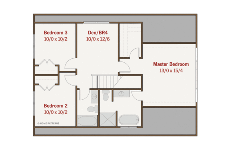 Dream House Plan - Floor Plan - Upper Floor for Craftsman House Plan #461-32 - 3 bed, 2.5 bath