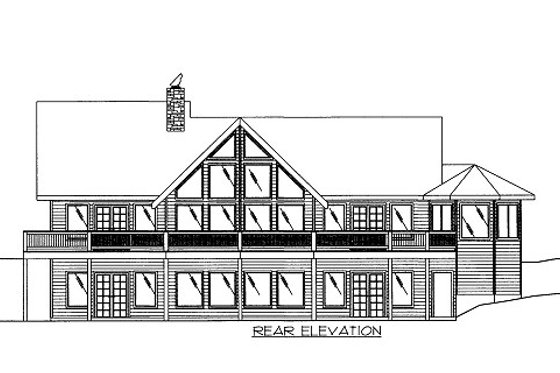 Exterior - Rear Elevation for Bungalow House Plan #117-606 - 3 bed, 2.5 bath