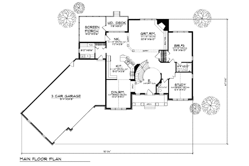 Home Plan - Floor Plan - Main Floor for Traditional House Plan #70-486 - 3 bed, 3.5 bath