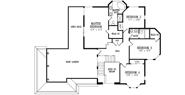 Adobe / Southwestern Floor Plan - Upper Floor Plan #1-594