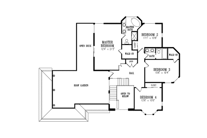 Home Plan - Floor Plan - Upper Floor for Adobe / Southwestern House Plan #1-594 - 4 bed, 2.5 bath