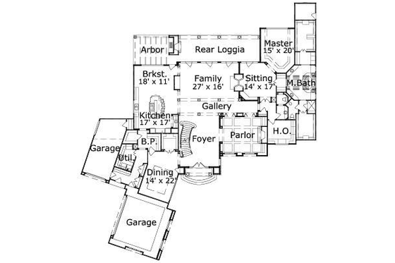 Floor Plan - Main Floor for European House Plan #411-123 - 4 bed, 4.5 bath
