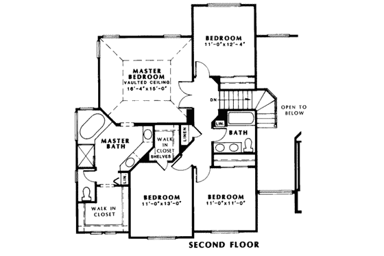 Floor Plan - Upper Floor for Traditional House Plan #312-539 - 4 bed, 2.5 bath