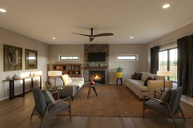House Design - Interior - Family Room for Farmhouse House Plan #126-268 - 3 bed, 2 bath