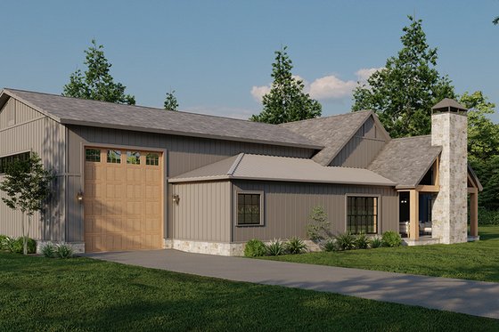 Exterior - Rear Elevation 2 for Barndominium House Plan #923-315 - 4 bed, 2.5 bath
