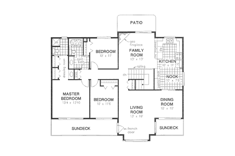 House Plan Design - Floor Plan - Main Floor for European House Plan #18-9027 - 3 bed, 2 bath