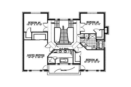 Floor Plan - Upper Floor for European House Plan #138-124 - 4 bed, 2.5 bath