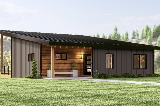 Exterior - Front Elevation 3 for Modern House Plan #1064-319 - 2 bed, 2 bath