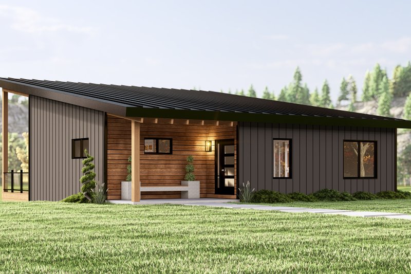 Architectural House Design - Exterior - Front Elevation 3 for Modern House Plan #1064-319 - 2 bed, 2 bath