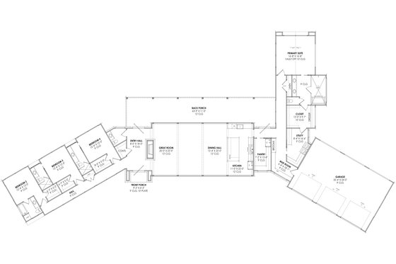 Floor Plan - Main Floor for Ranch House Plan #1096-46 - 4 bed, 4.5 bath