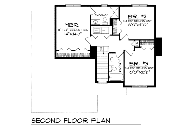 House Plan Design - Floor Plan - Upper Floor for Traditional House Plan #70-147 - 3 bed, 2.5 bath