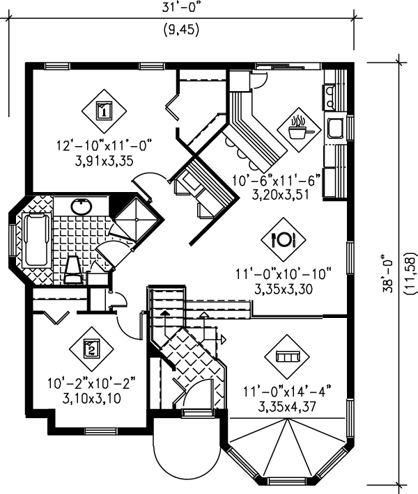 Victorian Floor Plan - Main Floor Plan #25-181