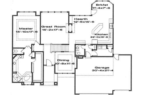 Floor Plan - Main Floor for European House Plan #6-200 - 4 bed, 3.5 bath