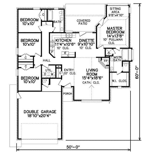 Floor Plan - Main Floor for Traditional House Plan #65-270 - 4 bed, 2 bath