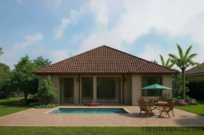 Home Plan - Exterior - Rear Elevation for Mediterranean House Plan #930-381 - 2 bed, 2 bath