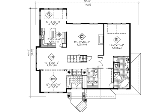 Floor Plan - Main Floor for European House Plan #25-2136 - 5 bed, 2.5 bath