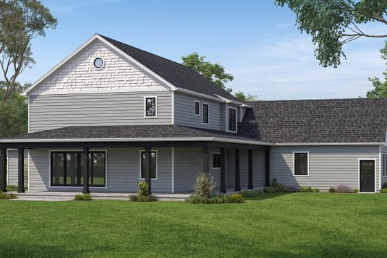 Exterior - Rear Elevation for Farmhouse House Plan #1057-47 - 4 bed, 2.5 bath