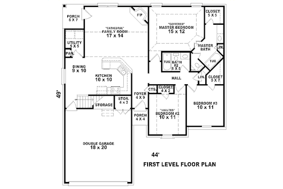 Floor Plan - Main Floor for European House Plan #81-13796 - 3 bed, 2 bath