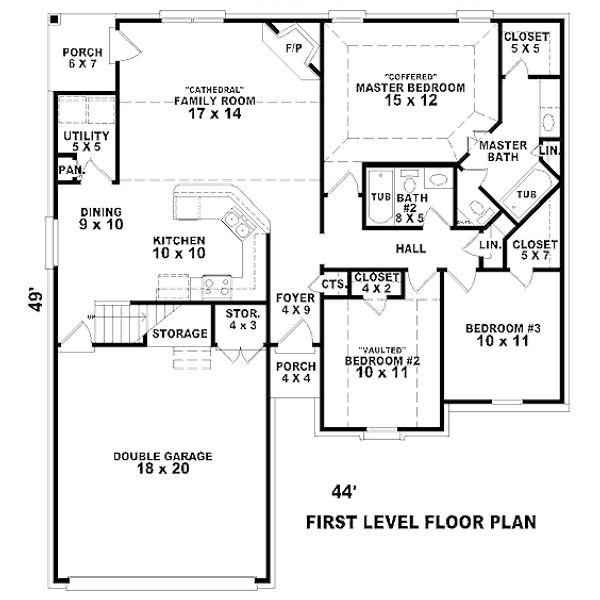 Floor Plan - Main Floor for European House Plan #81-13796 - 3 bed, 2 bath