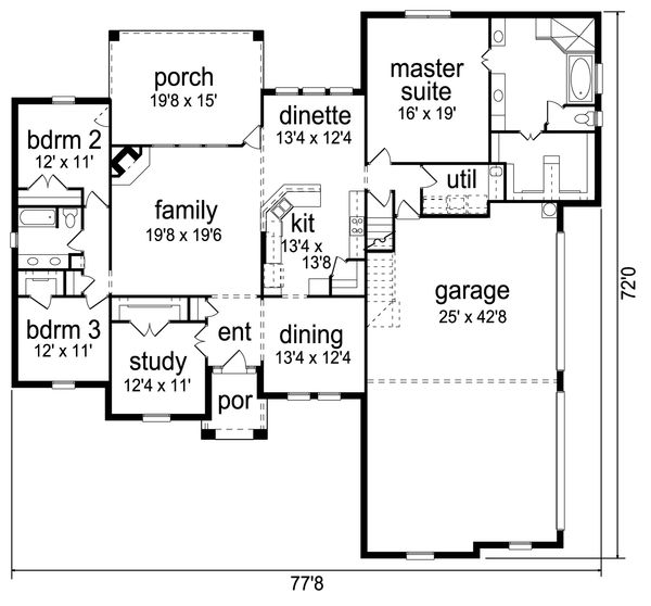 Home Plan - Traditional Floor Plan - Main Floor Plan #84-611