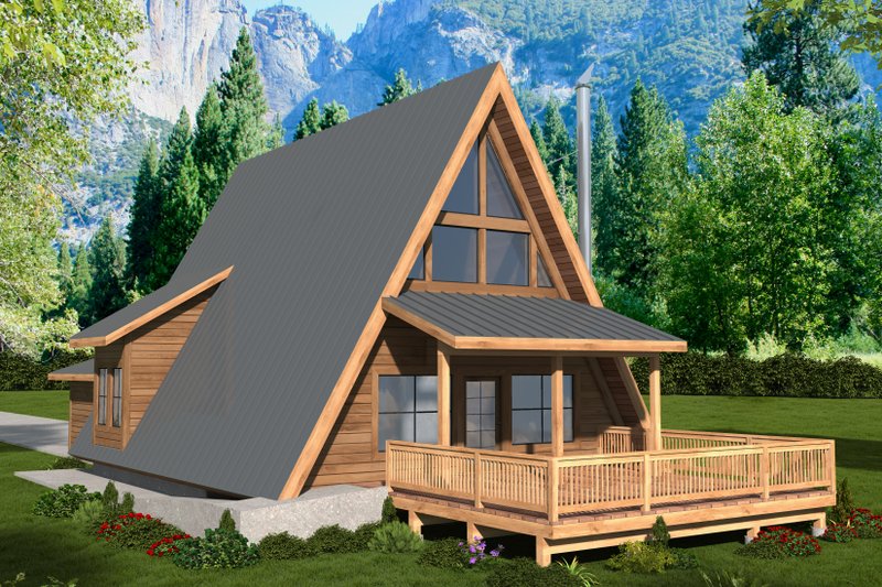 House Blueprint - Cabin Exterior - Front Elevation Plan #117-1075