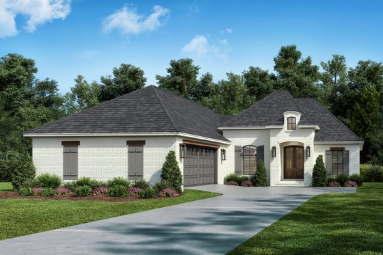Exterior - Front Elevation 3 for European House Plan #430-90 - 3 bed, 2 bath